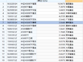 多举措推动中长期资金入市，摩根中证A500ETF（560530）近五日“吸金”超2亿，在A500指数系列基金里排名前列