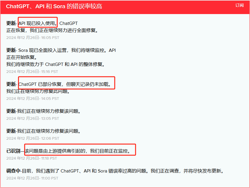 ChatGPT、Sora又宕机 OpenAI：由上游提供商引起 仍在修复